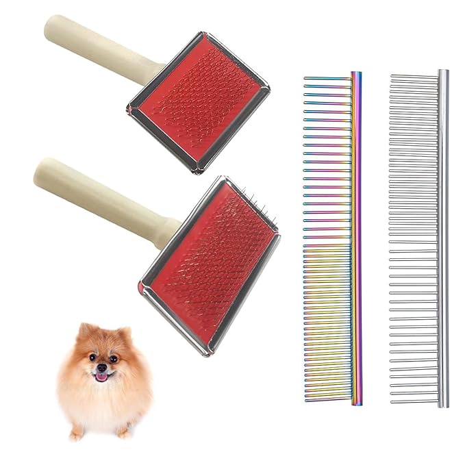CHGCRAFT 4 Styles Macrame Fringe Comb Set Stainless Steel Metal Combs Macrame Tassel Brush for DIY Macrame Plant Hangers Wall Hangings for Dogs Cats Pets Hair Removing Knots