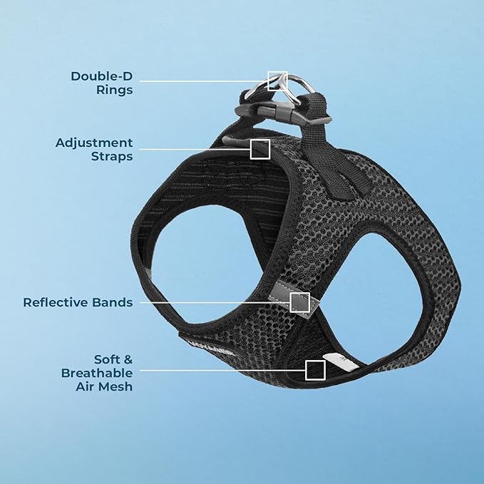 Voyager Step-in Air Dog Harness - All Weather Mesh, Reflective, No Pull Harness for Small, Medium Dogs, Cats - Secure with Hook & Loop Fastener, Buckle, Double D-Rings - Gray 2-Tone, M