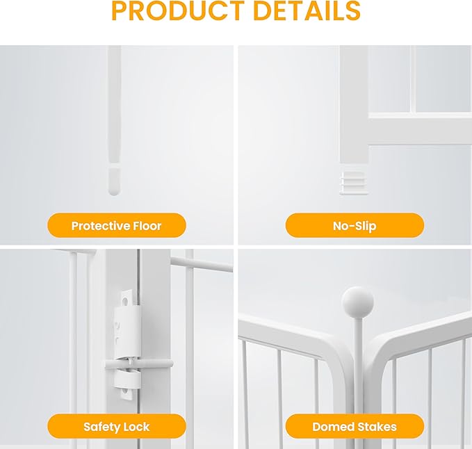 Dog Playpen 32 Inch 8 Panels, Ideal Dog Fence for Small/Medium Dogs Indoor & Outdoor Bliss, Perfect Dog Pen for Camping, Yard, RV, Garden Fence, White