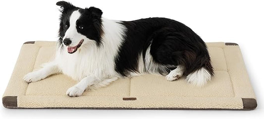 Bedsure Washable Dog Crate Bed for Large Dogs, Reversible Foam Floor Dog Mat, Lightweight Travel Flat Pet Beds for Indoor & Outdoor Dogs (41" x 28", Beige)