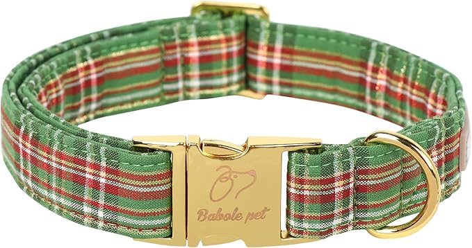 Christmas Dog Collars for Small Dog,Green Dog Collar with Safety Metal Buckle Adjustable Puppy Collars for Medium Large Dog,Boy&Girl&Male&Female Dog Gift,S-10-16"