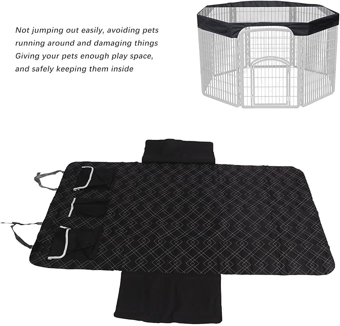 Pet Cage Cover, 8 Panel Rectangle Dog Playpen Mesh Top Cover Pet Cage Shade Security Protector for Outdoors Indoors