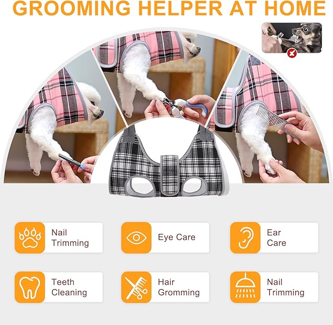 BEAUTYZOO Dog Grooming Hammock, Medium Dog Sling for Nail Trimming, Dog Hanging Harness for Claw Care with Thick Fabric Neck Support Wide Strap Restraint Cat Grooming Hammock, Black M