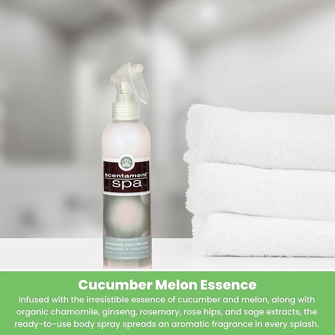 Best Shot Scentament Spa Botanical Body Splash, Body Spray For Pets, Cat And Dog Cologne Spray, Cucumber Melon, 8 Oz.