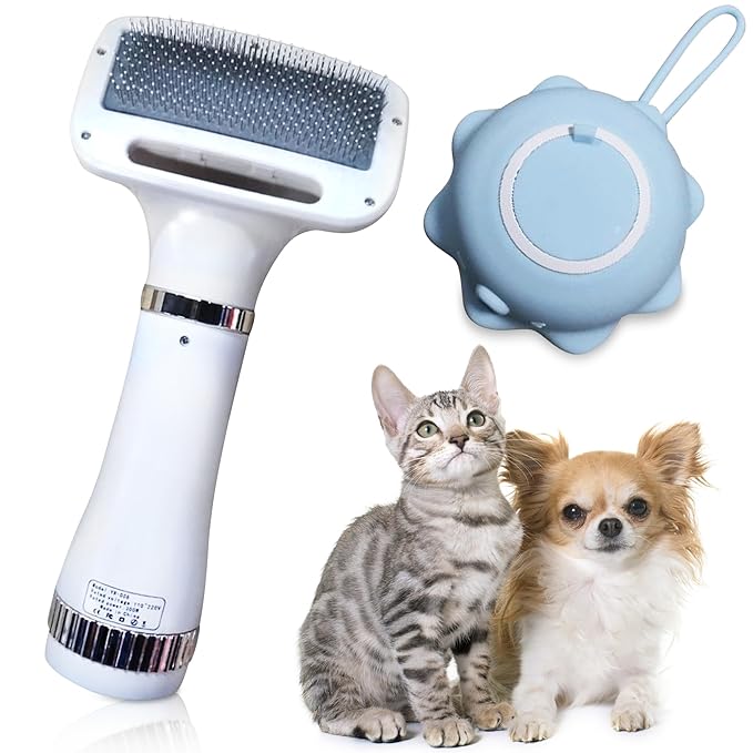 Pet Hair Dryer for Cats with Bath Brush with Shampoo Dispenser, Hair Dryer Brush for Small Dogs with Bath Brush with Shampoo Dispenser.