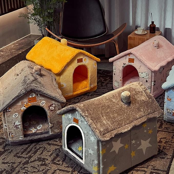 Dog House Indoor, Foldable Dog House Kennel Bed Mat with Cushion for Small Medium Large Dogs Cats, Winter Warm Cat Nest Puppy Cave Sofa Pet Products (Large)