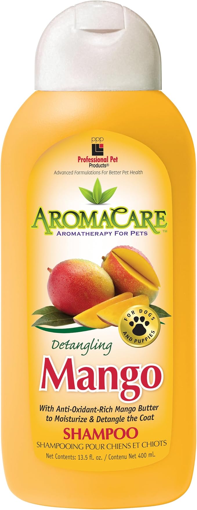 PPP AromaCare Detangling Mango Shampoo for Dogs - Enjoy Nourishing Mango Butter That Softens and Detangles Dog Coat & Fur - 13.5 fl oz.