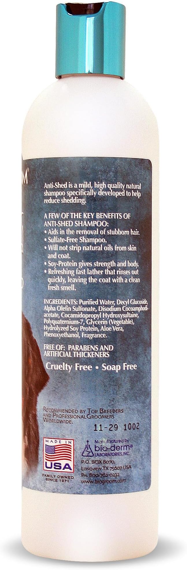 Bio-Groom Anti-Shed Deshedding Dog Shampoo - Odor Eliminating, Anti-Shedding, Dog Bathing Supplies, Puppy Wash, Cat & Dog Grooming Supplies, Cruelty-Free, Made in USA, Dog Products - 12 fl oz 1-Pack