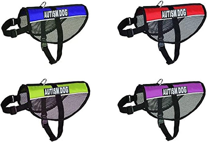 Autism Service Dog mesh Vest Harness Cool Comfort Nylon for Dogs Small Medium Large Purchase Comes with 2 Reflective Autism Removable Patches. Please Measure Your Dog Before Ordering