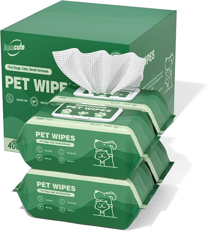 400 Unscented Dog Wipes for Paws and Butt Large Thick Puppy Wipes for Dogs Face and Body Dog Wipes Cleaning Deodorizing Cat Wipes Cleaning Fur and Butt Big Doggie Wipes Doggy Wipes Bum Dog Ear Wipes