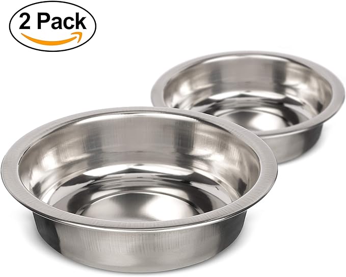 Neater Pet Brands Stainless Steel Dog and Cat Bowls (2 Pack) Neater Feeder Cat Deluxe Extra Replacement Bowl (Metal Food and Water Dish) (1.5 Cup Shallow)