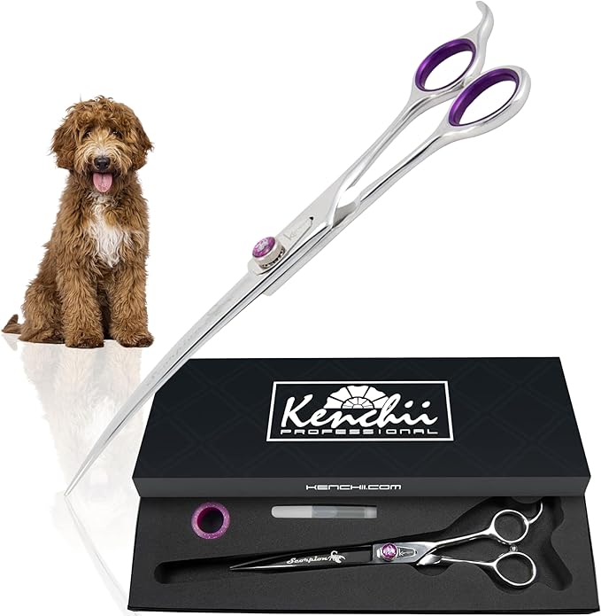 Kenchii Scorpion 8 Inch, Curved Grooming Scissors for Dogs and Pets - Premium Steel Scissors for Dog Grooming - Dog Shears Pet Grooming Accessories - Pet Hair Trimming Scissor