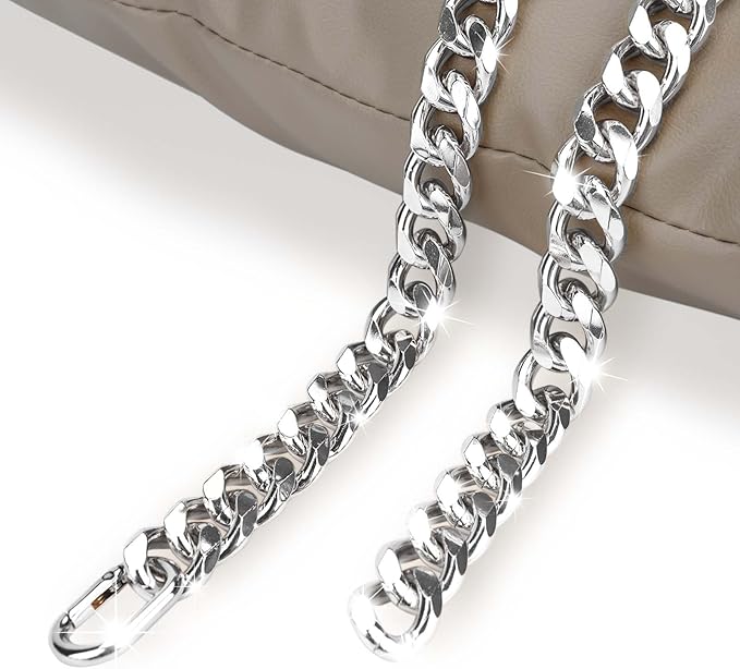 Cuban Link Chain Dog Durable Light Metal Dog Collar Silver Chain for Dog Cute Fashion Jewelry Accessories for Dogs Bulldog Pitbulls (19MM)(22)