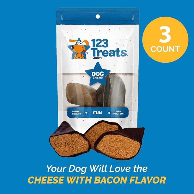 Filled Cow Hooves for Dogs, Delicious Beef Flavor, Stuffed Natural Beef Hoof Dog Chews, Tasty Treats for Dog, Made from Premium Brazilian Cattle, Pack of 3 Count