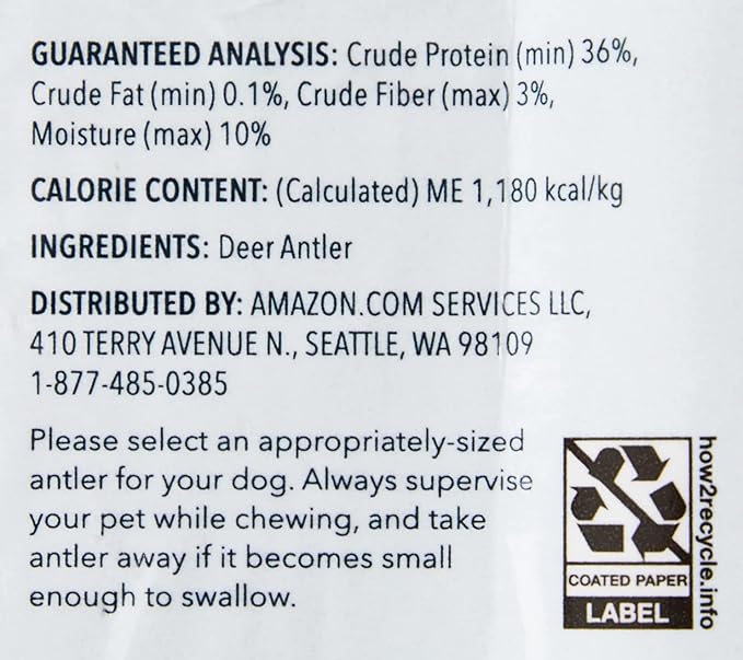 Amazon Brand – Wag Dog Deer Antler Chew, Naturally Shed. Whole, Small (Best for Dogs Under 15 lbs) 4–5.5 inches (Pack of 4)