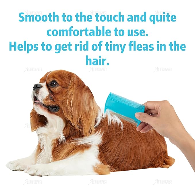 AUEAR, 12 Pack Plastic Pet Comb Flea Lice Dog Cat Double Sided Fine Tooth Hair Grooming 4 Colors