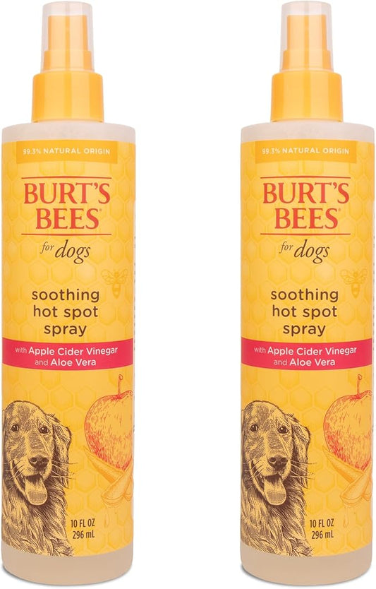Burt's Bees for Pets Hot Spot Spray with Apple Cider Vinegar and Aloe Vera, 95% Natural Origin Formulas, Dog Spray for Itchy Dogs, Dog Spray Itchy Skin Relief, 2pk 10oz