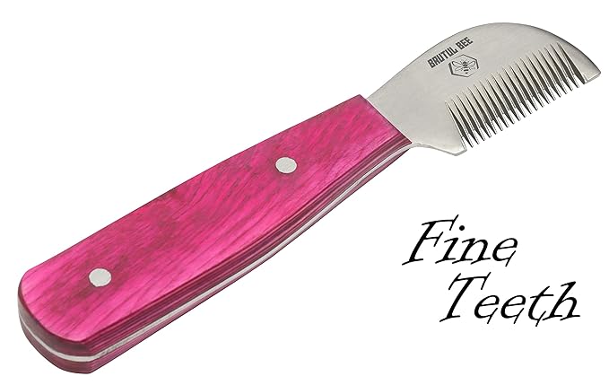 Bee Dog Grooming Coat Stripping Knife Stripper Trimmer Tool Wooded Handle Stripping Knives Set of 5 in Stainless Steel Non-Slip Tools for Grooming Dogs (PINK)