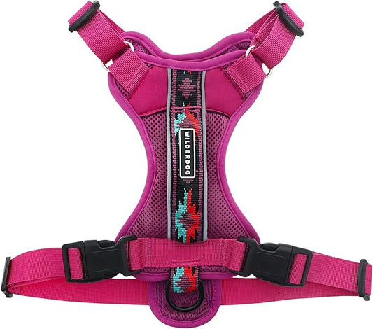 Wilderdog Lightweight Dog Harness with Reflective Straps - Medium - Berry