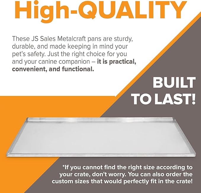 Pinnacle Systems (Galvanized, 35" L X 22" W X 1") Metal Replacement Dog Crate Pan Chew Proof Crack Proof Pet Kennel Tray Central Dog Crate Pan Pet Supplies