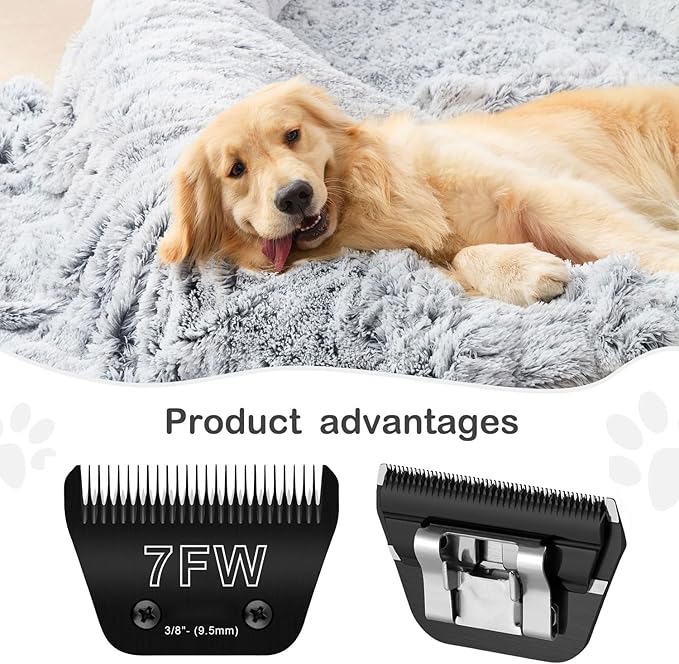 7FW Wide Blades for Dog Grooming Blades Compatible with Andis Dog Clippers Blades,Dog Clipper Blades Compatible with Oster A5,Wahl km10 Dog Clippers,Stainless-Steel Blade Sharp