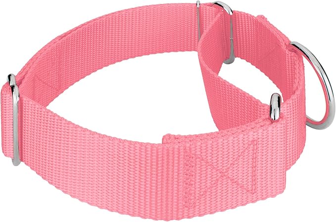 Country Brook Petz 1 1/2 Inch Martingale Heavy Duty Nylon Adjustable Dog Collar for Small, Medium, Large Breeds - Vibrant 17 Color Selection (Pink, Extra Large)