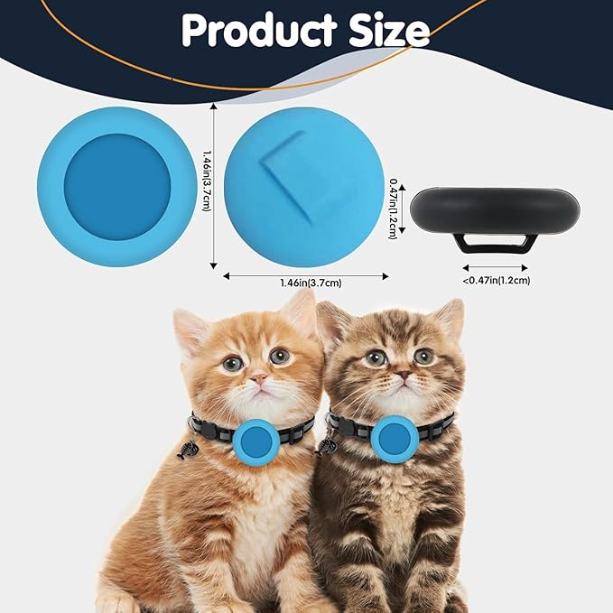 Pet Tracker for Cat, Smart Cat Location Tracker with Holder, MFi Certificated Tracking Device, No Monthly Fee, Works with Find My, Collar Not Included, Not GPS Tracker(iOS Only) - Blue,Small