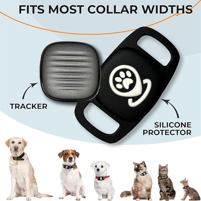 Pet Tracker for Dog, Dog Tracker Smart Pet Location Tracker with Holder, Personalized Smart Item Finder, MFi Certificated Dog Tracking Device, No Monthly Fee, Works with Find My(iOS Only) (Black Case)
