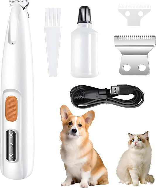 Dog Paw Trimmer with Led Light, 18mm-Blade Electric Dog Clippers for Groomming, Led Display Rechargeable Hair Shaver for Paws, Ears, Face, Rump and Eyes
