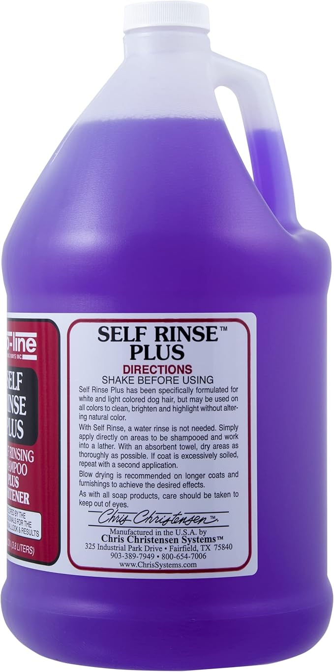 Chris Christensen ProLine Self Rinse Plus Dog Shampoo, Groom Like a Professional, Brightens and Whitens, No Rinse Cleaner, Made in USA