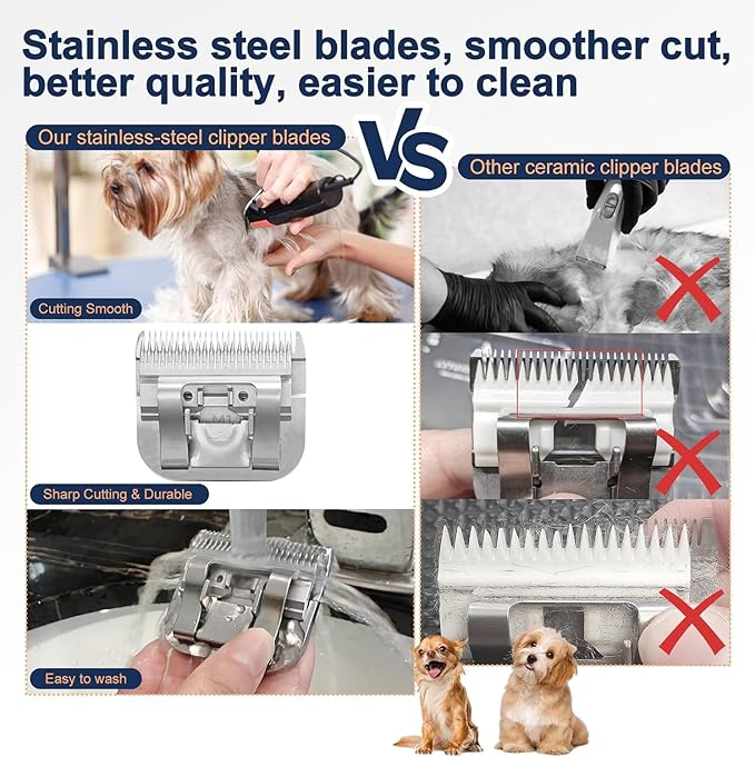 Clipper Blades Pet Grooming Clipper Replacement Blades Detachable Blade Compatible with andis/wahl/Oster Dog Clippers (10#&7FC)