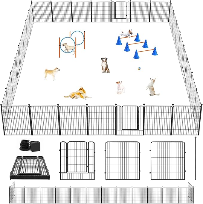 Dog Playpen 32" Height 30 Panels Portable Dog Fence Outdoor for Yard Puppy Playpen Indoor Dog Pen Outdoor for Medium/Small Dogs, Heavy Duty Pet Playpen Dog Kennel for RV, Camping, Yard