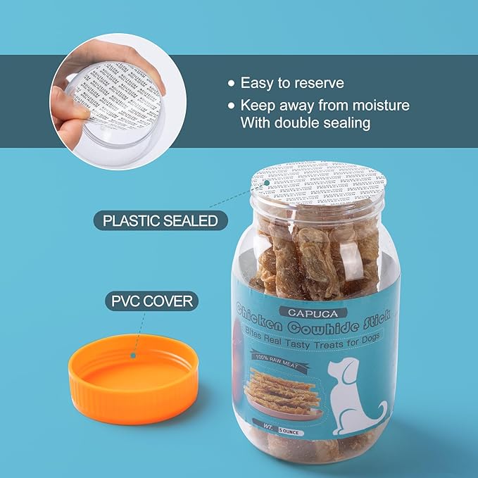 Chicken Wrapped Rawhide Sticks -Natural Dog Treats Training Rewards Nutritious Healthy Chews Pet Food Grain Free Real Meat Dried Snacks for Puppy Small Medium Dogs (5 OZ)