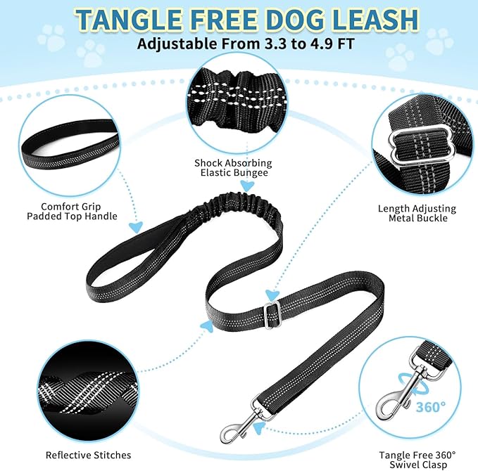 SlowTon No Pull Small Dog Harness and Leash Set, Puppy Soft Vest Harness Neck & Chest Adjustable, Reflective Lightweight Harness & Anti-Twist Pet Lead Combo for Small Medium Dogs (B-Front Clip,XXS)