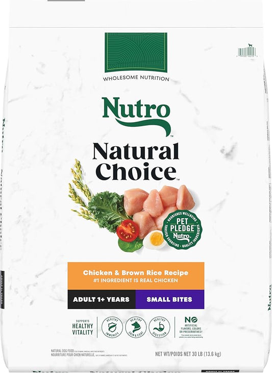 Nutro Natural Choice Small Bites Adult Dry Dog Food, Chicken and Brown Rice Recipe, 30 lbs.