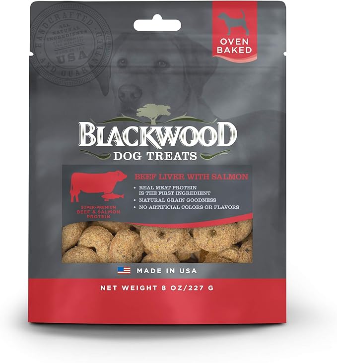 Blackwood Pet Food Oven Baked Dog Treats Made in USA [Natural Dog Treats for Healthy Snacks] Perfect for Dog Training Treats, Beef Liver with Salmon, Brown, Model Number: 22601