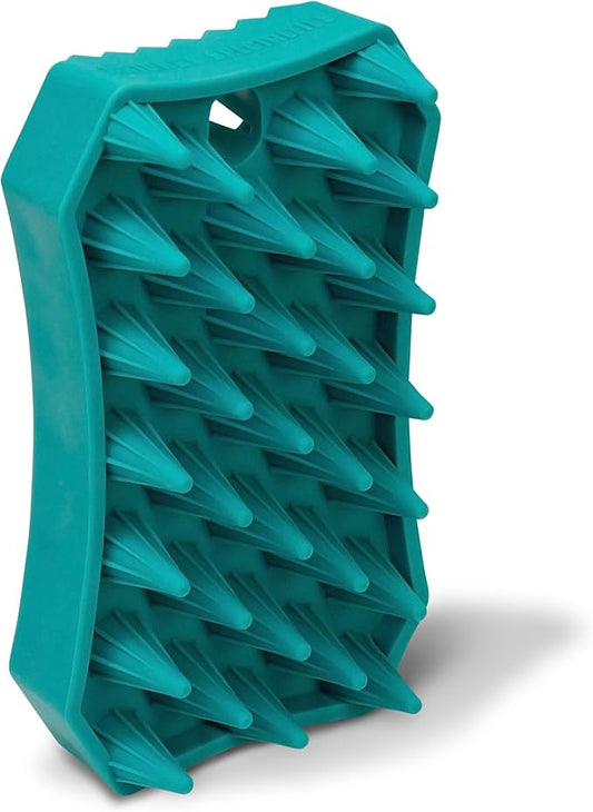 Nature's Specialties Waterproof Dog Bath Brush, Wet or Dry Coats, Grooming and Massage Rubber Comb for Dogs, Strong Grooming Rubber Bath Brush, Scrubber for Shower Bathing, Green