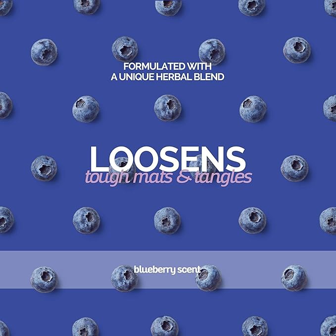 Bark2Basics Blueberry D-Mat Dog Conditioner, 16 oz - Natural Ingredients, Multi-Purpose, Static Eliminating, Loosens Tough Mats and Tangles, Aids in deShedding