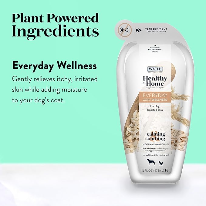Wahl Professional Animal Healthy at Home Dog Shampoo - Plant Powered Grooming Shampoo - Everyday Coat Wellness