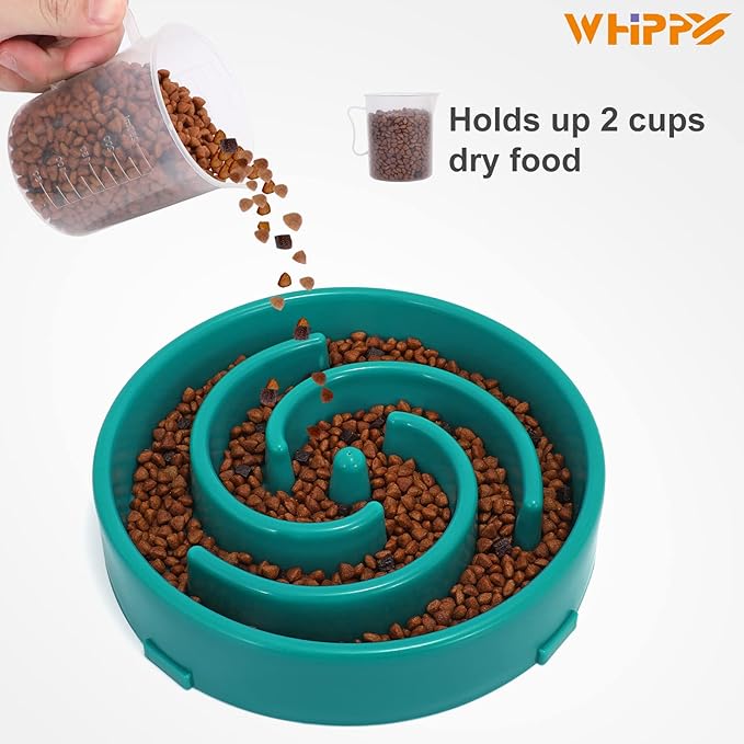 WHIPPY Slow Feeder Bowl for Small Medium Dog Fun Maze Feeder Dog Food Water Bowl Anti-Slip Puzzle Bowl No Chocking Healthy Interactive Bloat Stop Dog Bowl Dish,Medium,Dark Blue