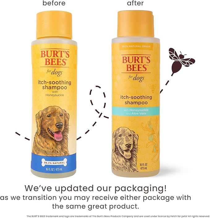 Burt's Bees for Pets Itch Soothing Shampoo with Honeysuckle, 95% Natural Origin Formulas, Dog Shampoo for Itchy Dogs, Dog Shampoo Itchy Skin Relief, 16 oz