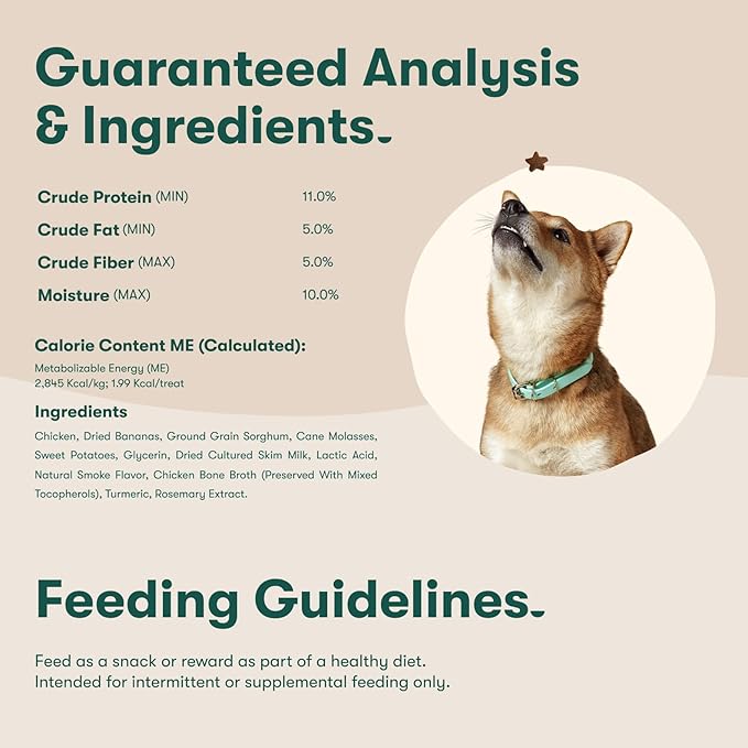 Jinx Chicken & Banana Training Treats for Dogs and Puppies, Low-Calorie, All Natural, Slow-Smoked Real Chicken, No Fillers 4oz, 6 Pack