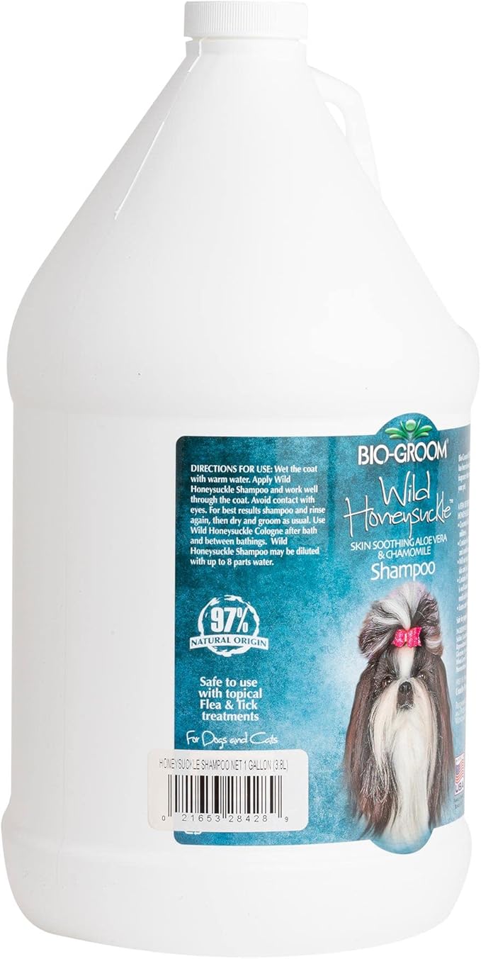 Bio-Groom Wild Honeysuckle Dog Shampoo - Natural Scent Pet Shampoo, Aloe Vera, Chamomile, Cat & Dog Bathing Supplies, Puppy Wash, Cruelty-Free, Made in USA, Quick Rinse Cat Shampoo - 1 Gallon