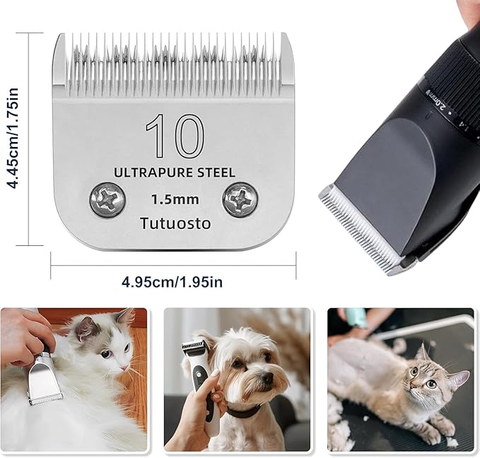 Clipper Blades Pet Grooming Clipper Replacement Blades Detachable Blade Compatible with andis/wahl/Oster Dog Clippers (10#&5FC)