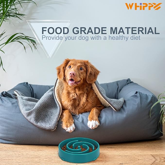 WHIPPY Slow Feeder Bowl for Small Medium Dog Fun Maze Feeder Dog Food Water Bowl Anti-Slip Puzzle Bowl No Chocking Healthy Interactive Bloat Stop Dog Bowl Dish,Medium,Dark Blue