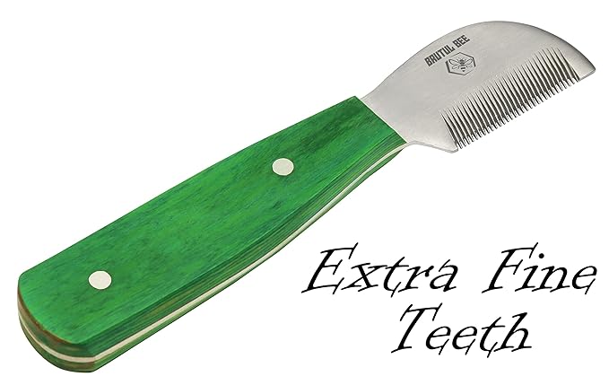 Bee Dog Grooming Coat Stripping Knife Stripper Trimmer Tool Wooded Handle Stripping Knives Set of 5 in Stainless Steel Non-Slip Tools for Grooming Dogs (GREEN)