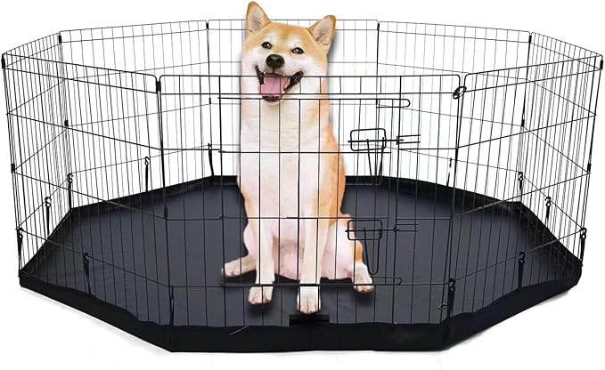 Dog Playpen Bottom Pad/Top Cover,[Playpen Not Included !!!] Octagon Playpen Kennel Cover,Playpen Cover for Pets,Leak-Proof and Easy to Clean.Suitable for Metal 8 Plate Fence 24 inch Pet Pen Cover.