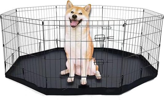 Dog Playpen Bottom Pad/Top Cover,[Playpen Not Included !!!] Octagon Playpen Kennel Cover,Playpen Cover for Pets,Leak-Proof and Easy to Clean.Suitable for Metal 8 Plate Fence 24 inch Pet Pen Cover.