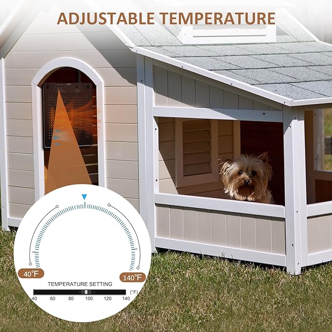 Briidea 140W Dog House Heater, Adjustable 40℉-140℉ Temperature, Anti-Chew Cord, Ultra-Quiet & Ultra-Thin Design, Ideal for Dog Houses, Chicken Coops, Rabbit Cages, Cat Houses
