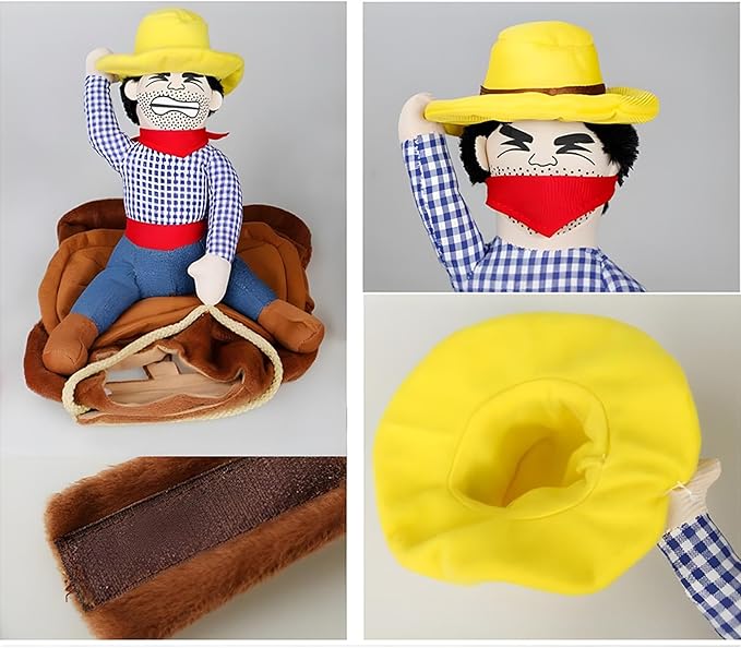 NACOCO Cowboy Rider Dog Costume for Dogs Clothes Knight Style with Doll and Hat for Halloween Day Pet Costume (XL)